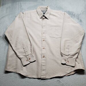 Casual Country Outfitters Button Up Plaid Shirt 1 Pocket Tan White Men Sz XL